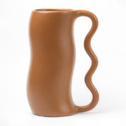 Brown Ceramic Curvy Vase - Curvy, Flower Holder