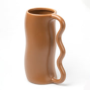 Brown Ceramic Curvy Vase - Curvy, Flower Holder
