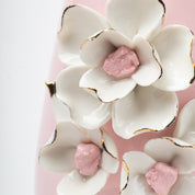 Pink Ceramic Vase - Engraved Floral & Ribbed Pattern, Flower Holder