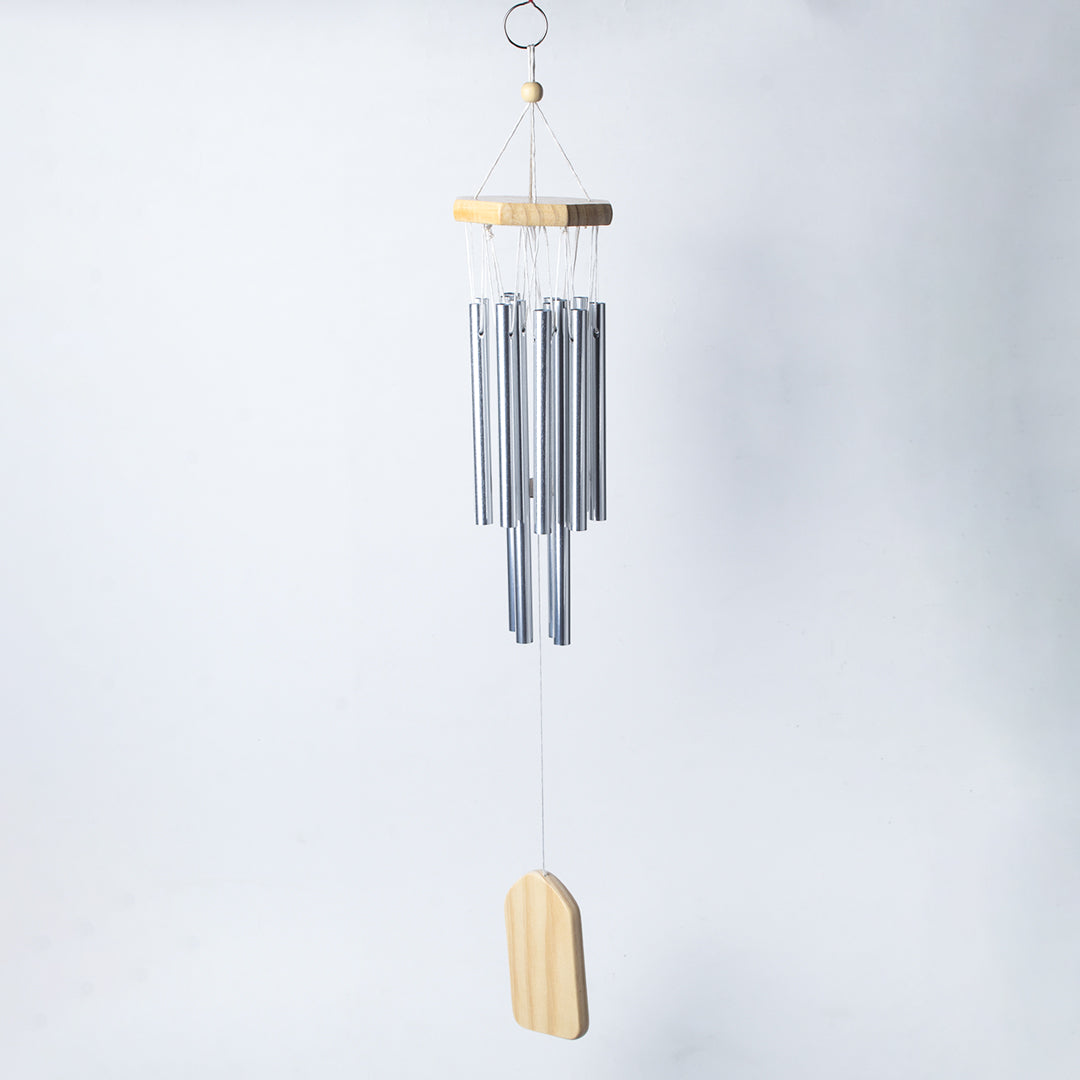 Unique Silver Decorative Wind Chime For Home - 8.5 X 8.5 X 57 Cm