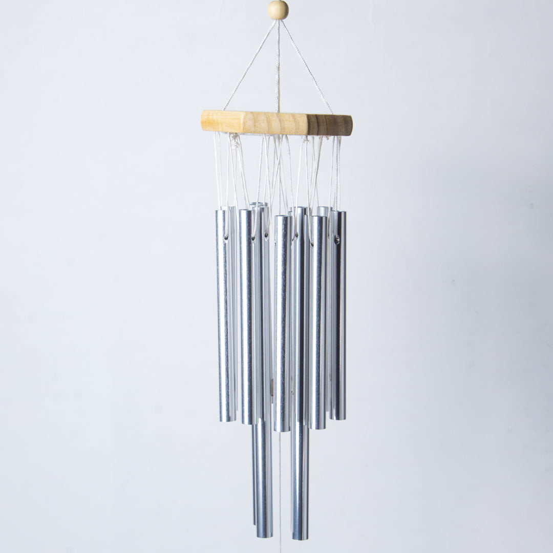 Unique Silver Decorative Wind Chime For Home - 8.5 X 8.5 X 57 Cm