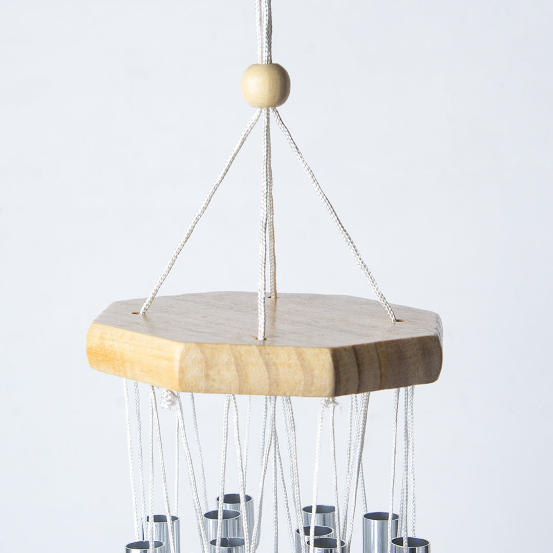 Unique Silver Decorative Wind Chime For Home - 8.5 X 8.5 X 57 Cm