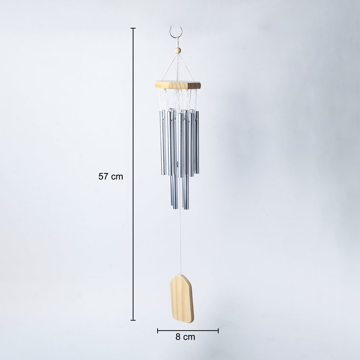 Unique Silver Decorative Wind Chime For Home - 8.5 X 8.5 X 57 Cm
