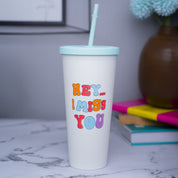 Sipper Tumbler 650ml - White & Blue