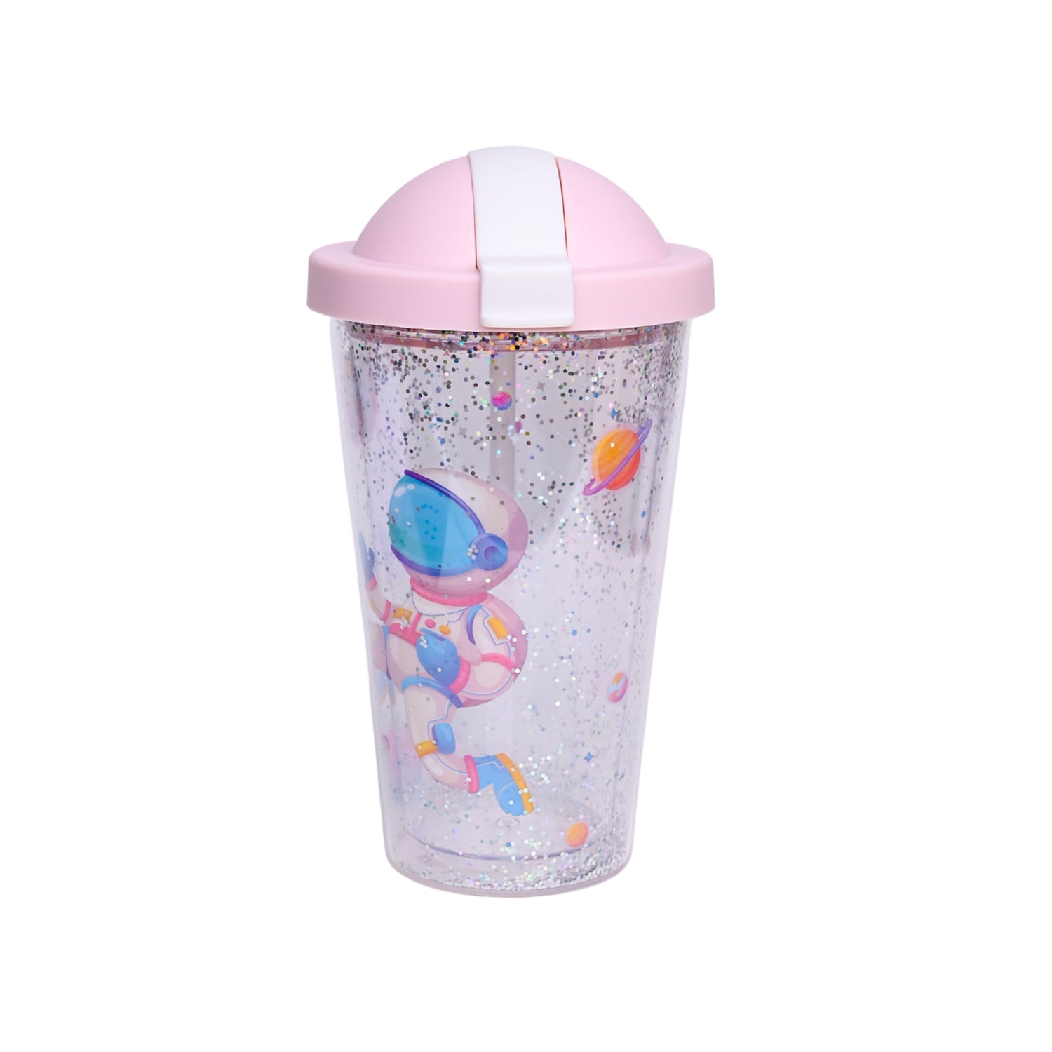Reuseable Tumbler Sipper Cup With Lid - Pink, 450mL