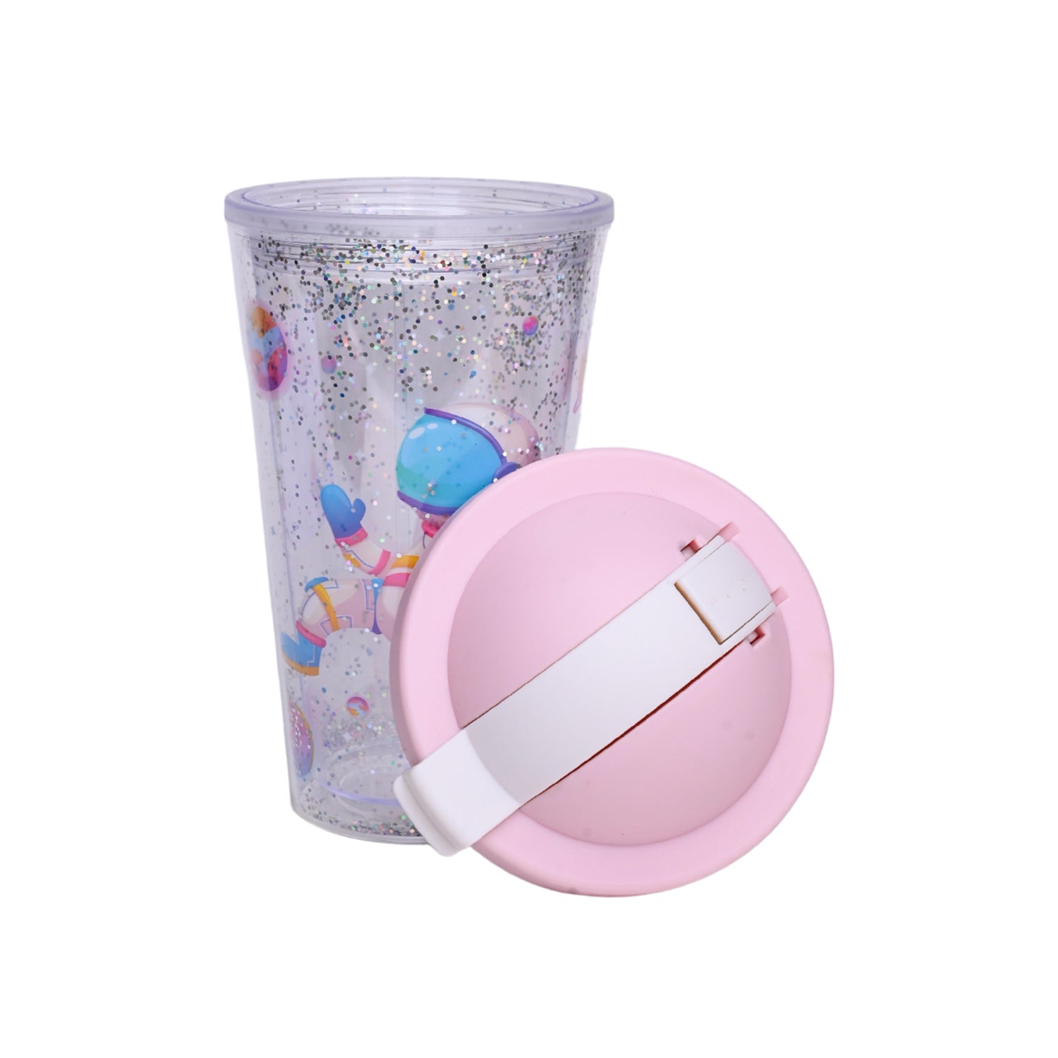 Reuseable Tumbler Sipper Cup With Lid - Pink, 450mL