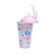Reuseable Tumbler Sipper Cup With Lid - Pink, 450mL