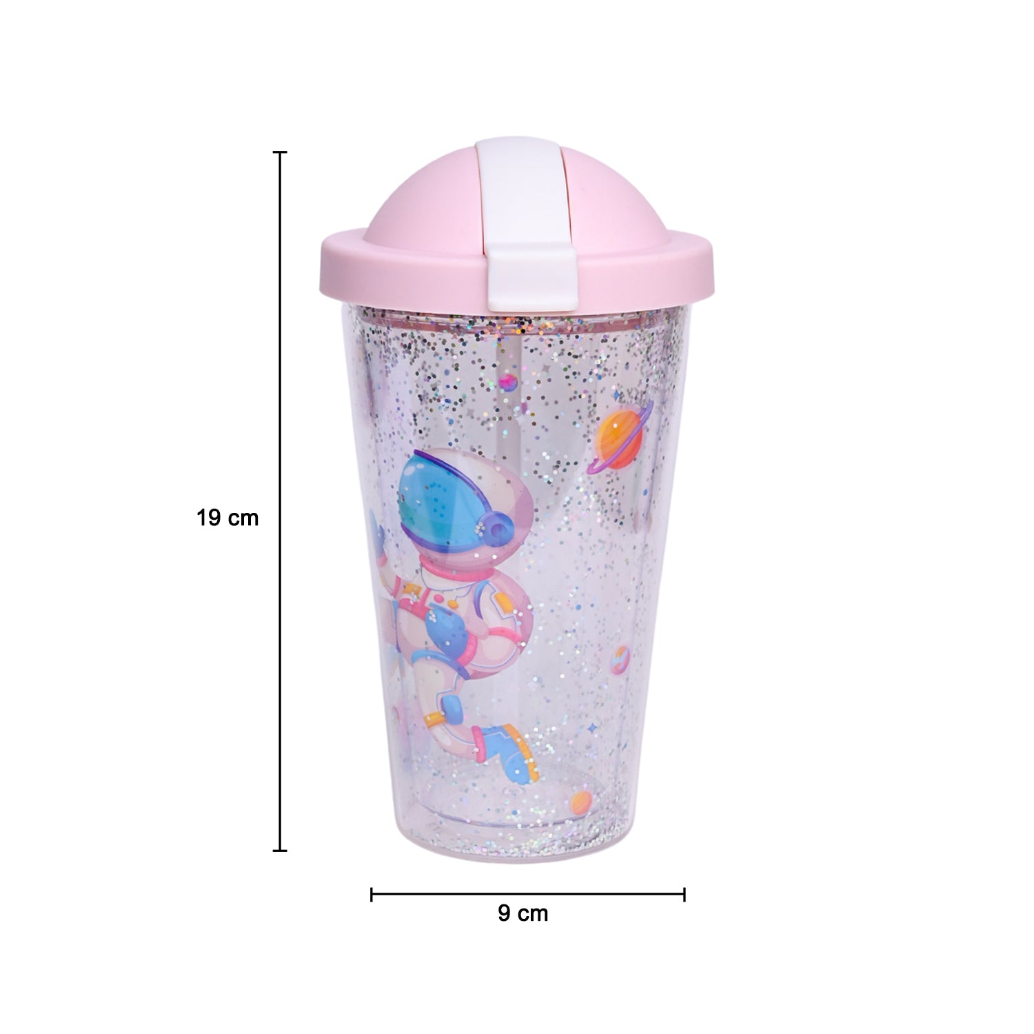 Reuseable Tumbler Sipper Cup With Lid - Pink, 450mL