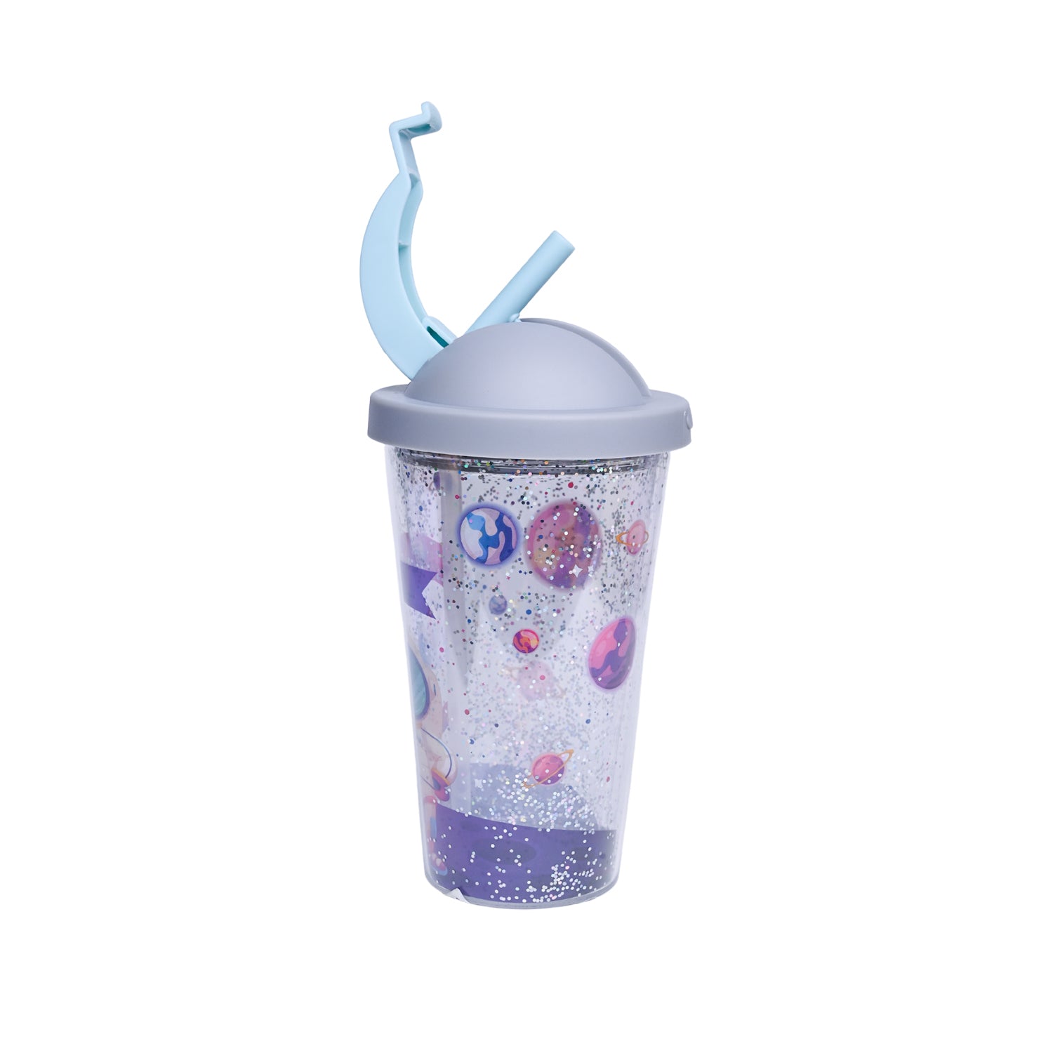 Reuseable Tumbler Sipper Cup With Lid - Grey, 450mL