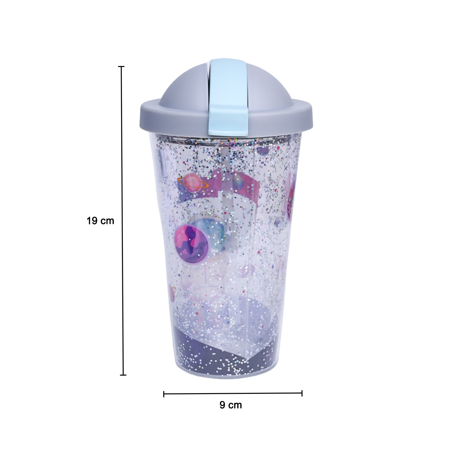 Reuseable Tumbler Sipper Cup With Lid - Grey, 450mL