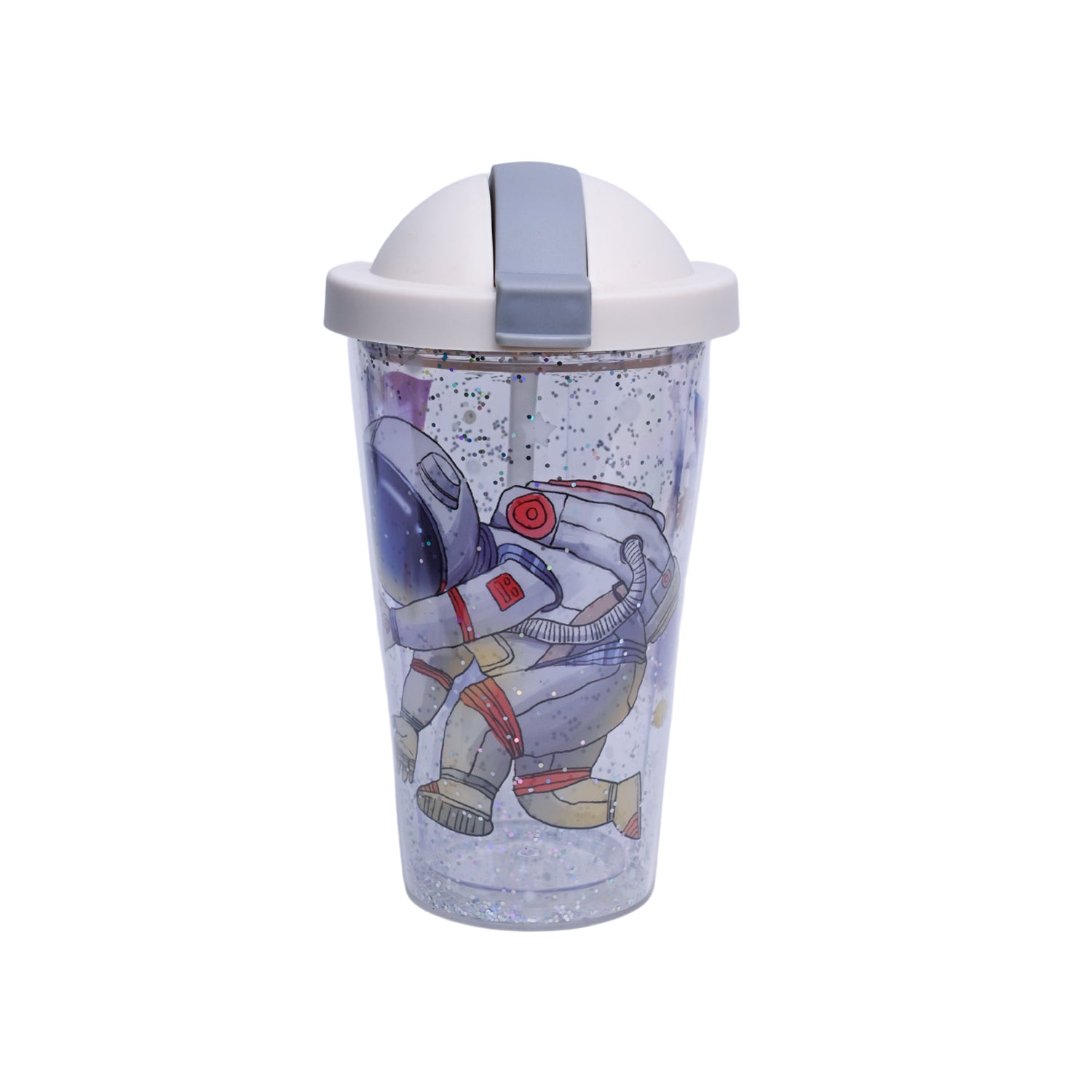 Reuseable Tumbler Sipper Cup With Lid - Off White, 450mL