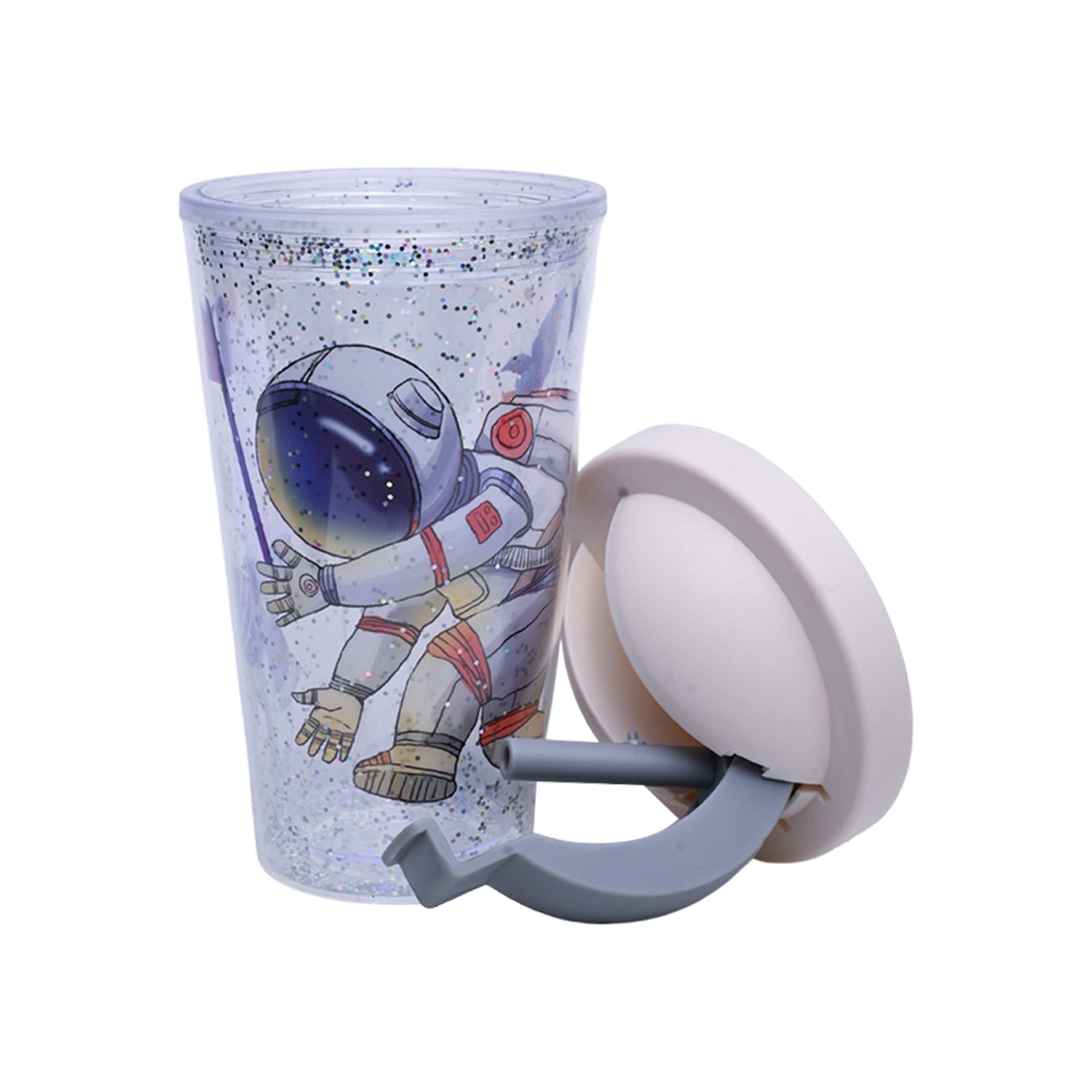 Reuseable Tumbler Sipper Cup With Lid - Off White, 450mL