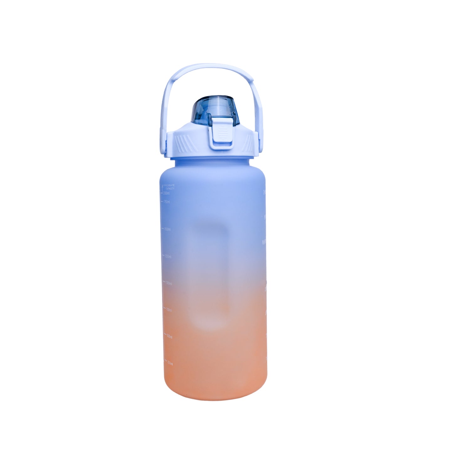 Motivational Sipper Water Bottle with Time & Level Marker, Blue Orange, 2 Liter