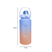 Motivational Sipper Water Bottle with Time & Level Marker, Blue Orange, 2 Liter