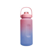 Motivational Sipper Water Bottle with Time & Level Marker, Pink Blue, 2 Liter