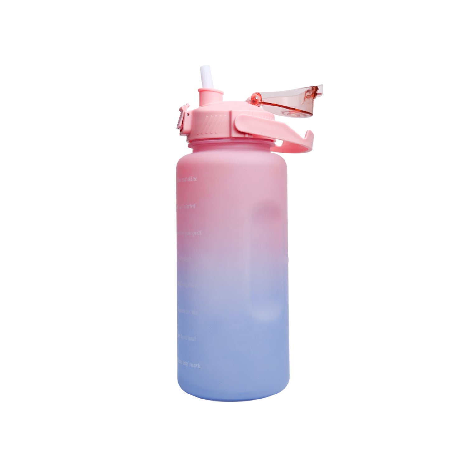 Motivational Sipper Water Bottle with Time & Level Marker, Pink Blue, 2 Liter