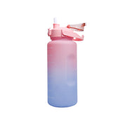 Motivational Sipper Water Bottle with Time & Level Marker, Pink Blue, 2 Liter