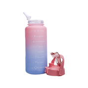 Motivational Sipper Water Bottle with Time & Level Marker, Pink Blue, 2 Liter
