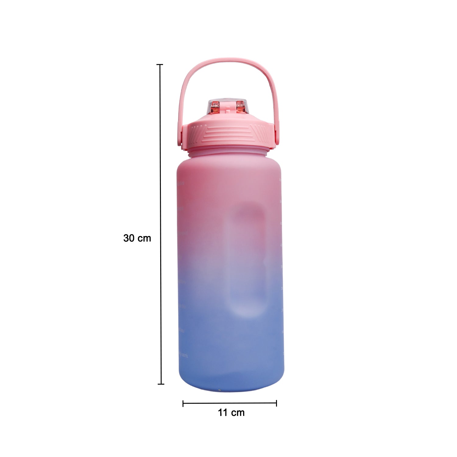 Motivational Sipper Water Bottle with Time & Level Marker, Pink Blue, 2 Liter