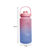 Motivational Sipper Water Bottle with Time & Level Marker, Pink Blue, 2 Liter