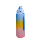 Motivational Sipper Travel Water Bottle, Blue-Yellow-Pink, 1 Liter