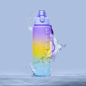 Motivational Sipper Travel Water Bottle, Purple-Yellow-Blue, 1 Liter