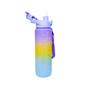 Motivational Sipper Travel Water Bottle, Purple-Yellow-Blue, 1 Liter