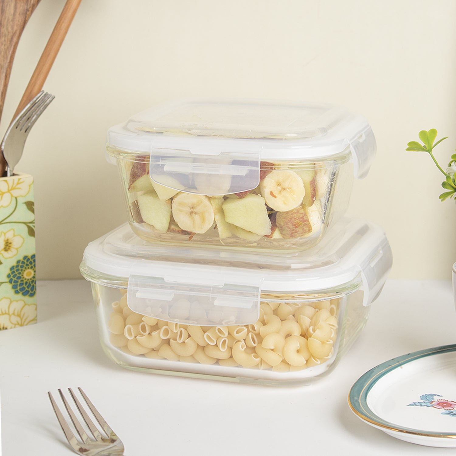 Borosilicate Food Containers (Pack of 2 - 800ml & 1200ml)
