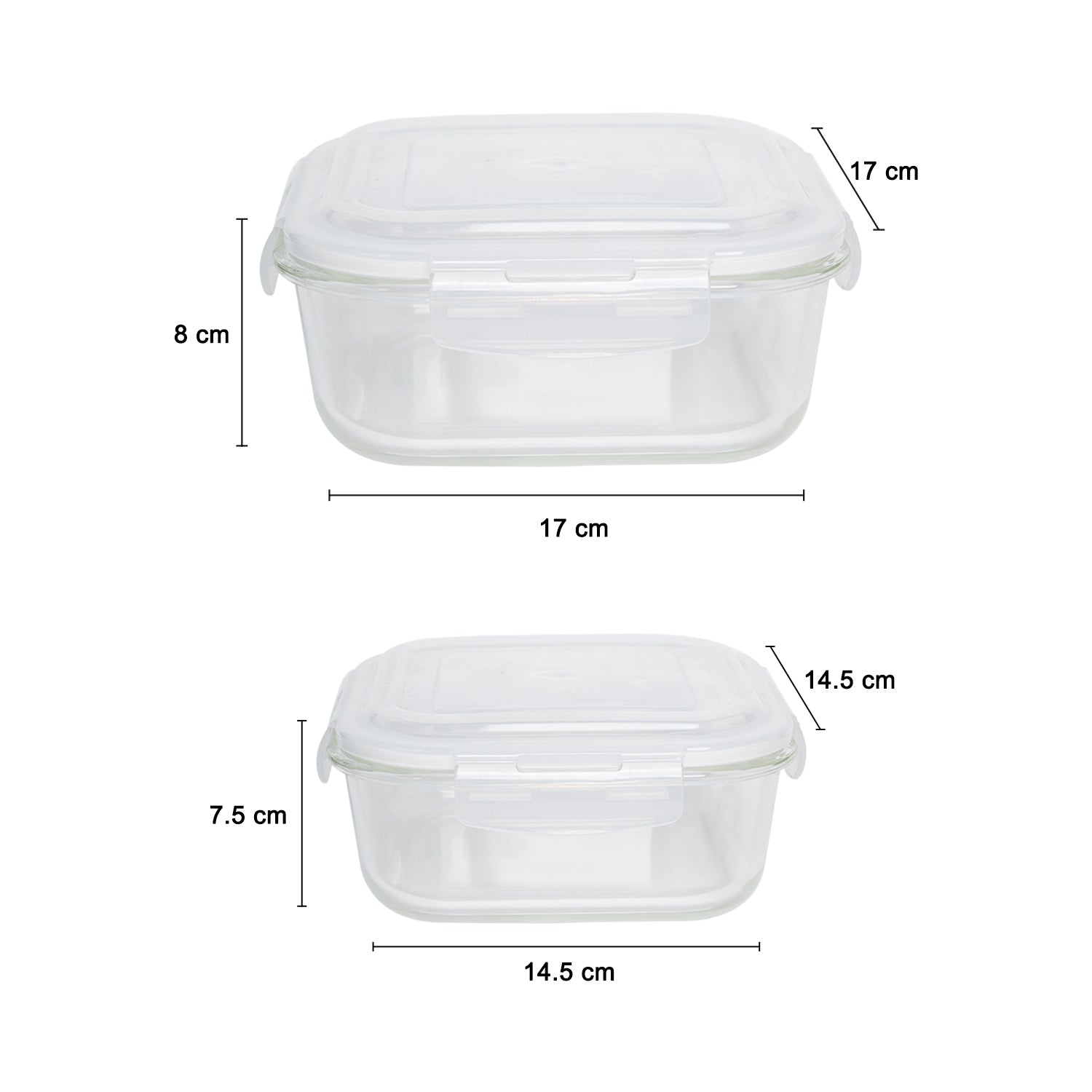 Borosilicate Food Containers (Pack of 2 - 800ml & 1200ml)