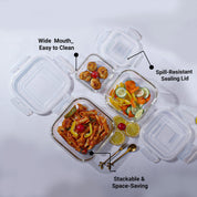 Borosilicate Food Containers (Pack of 3 - 320ml, 800ml & 1200ml)