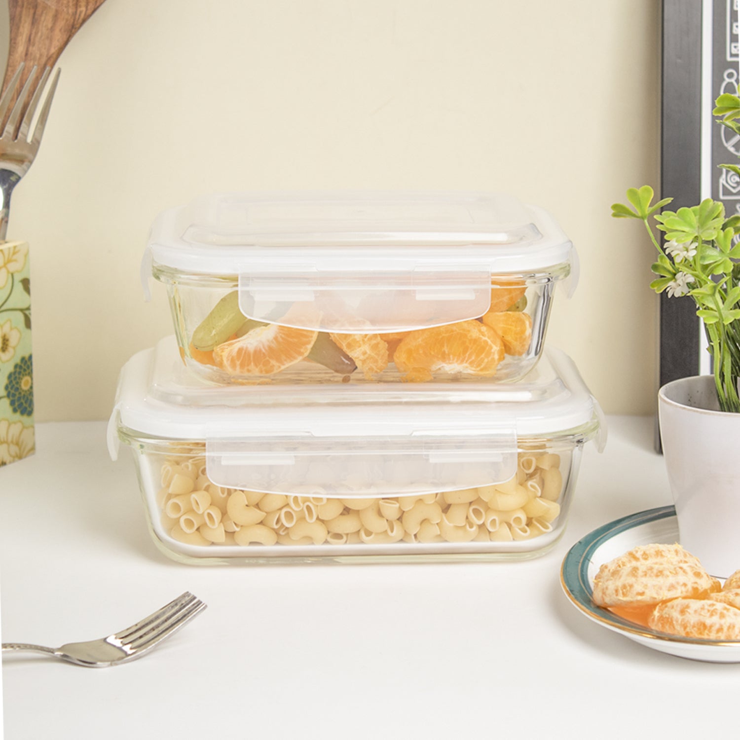 Borosilicate Food Containers (Pack of 2 - 640ml & 1040ml)