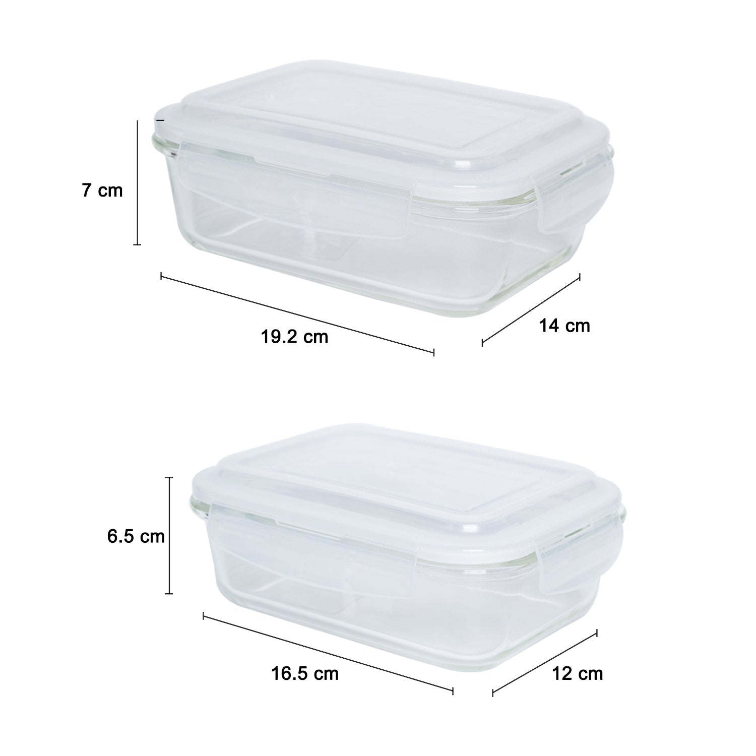 Borosilicate Food Containers (Pack of 2 - 640ml & 1040ml)