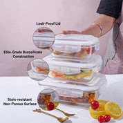 Borosilicate Food Containers (Pack of 3 - 370ml, 640ml & 1040ml)