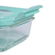 Borosilicate Food Containers (Pack of 2 - 340ml & 570ml) Green Lid