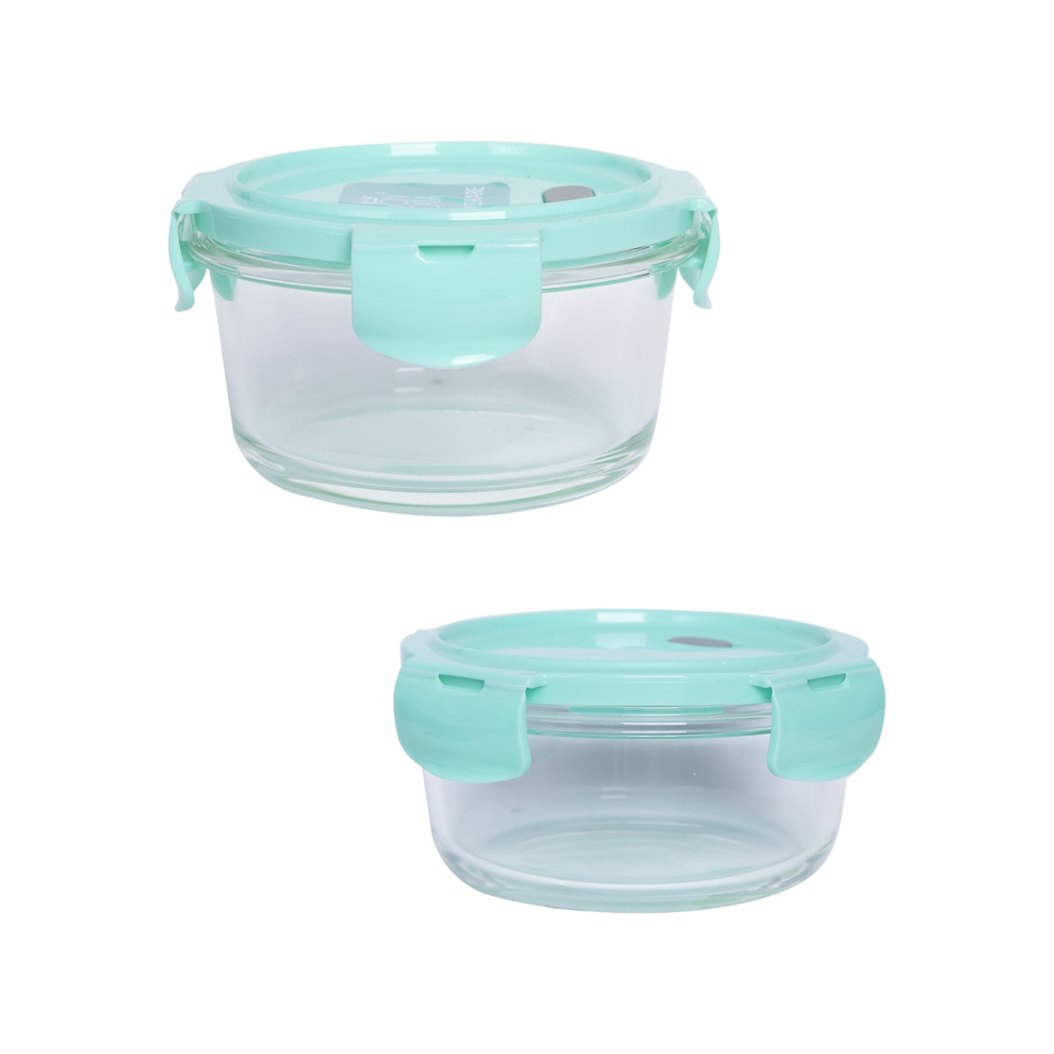 Borosilicate Food Containers (Pack of 2 - 410ml & 570ml) Green Lid