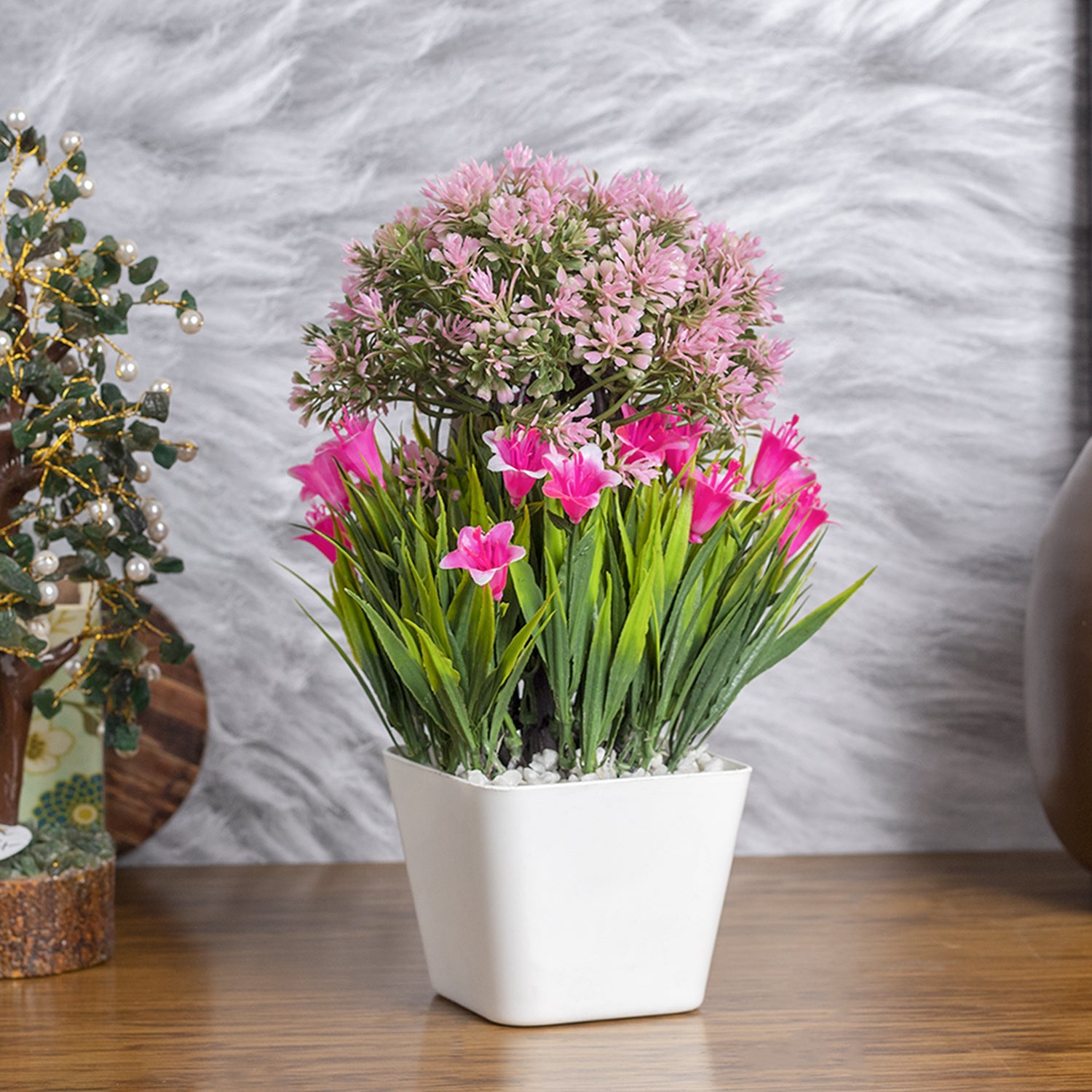 Pink Artificial Flower Pot For Home Decor