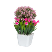 Pink Artificial Flower Pot For Home Decor