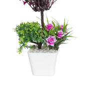Burgundy Faux Flower Vase For Home Décor