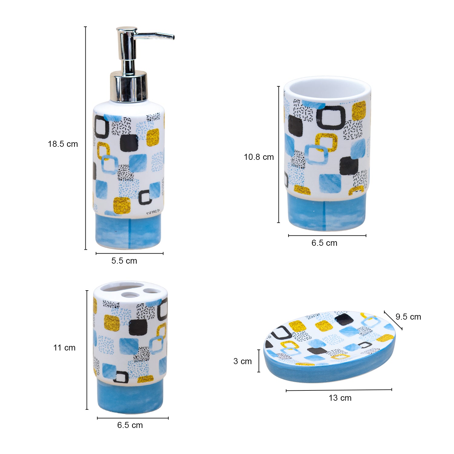 Bathroom Set of 4 - Multiple Square Print