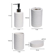 White Ceramic Bathroom Set - Matte, Geometric Pattern