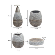 Grey Ceramic Pear Shaped Bathroom Set - Matte, Stone Finish