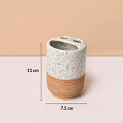 White & Grey Ceramic Bathroom Set - Matte, Stone Finish