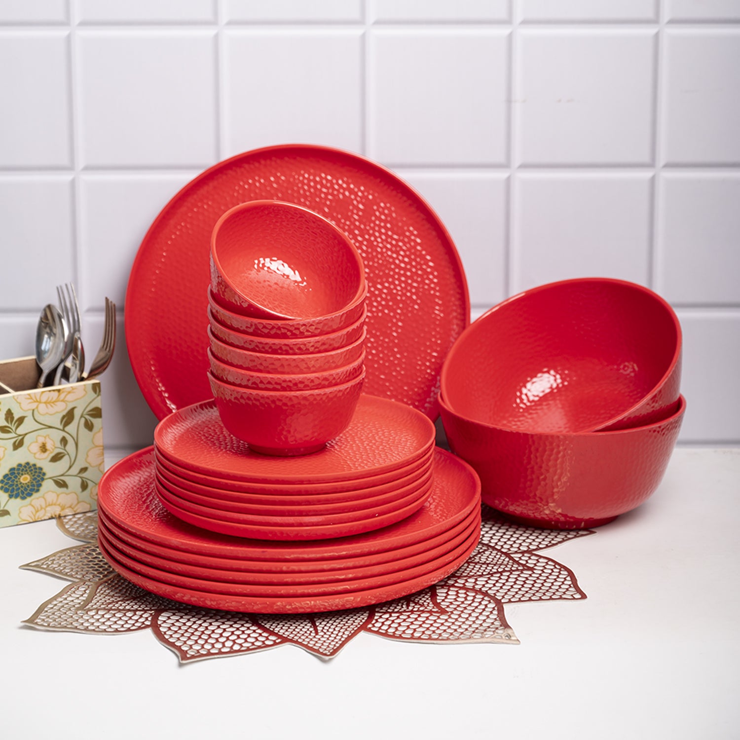 Red Dinner Sets - 20 Pcs