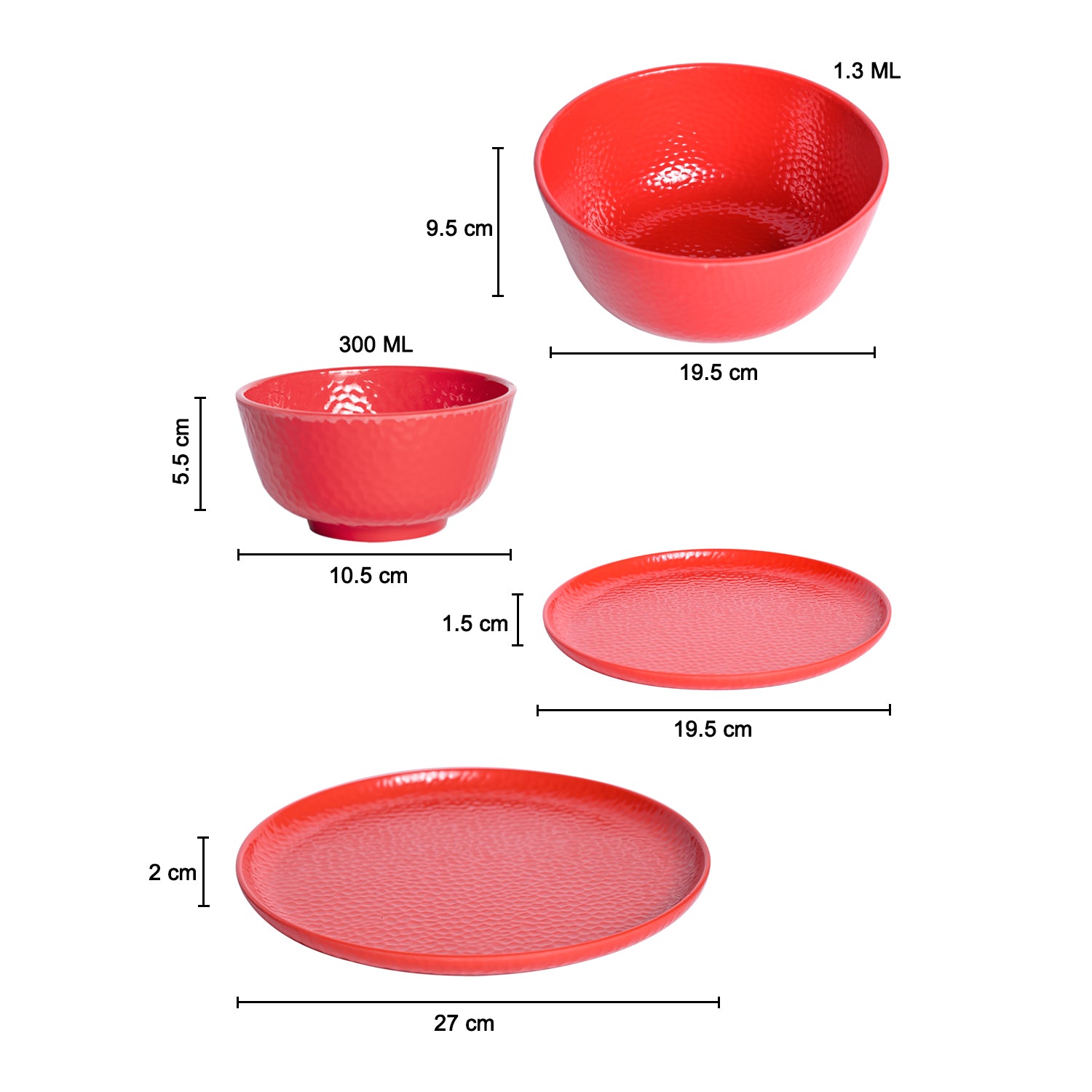 Red Dinner Sets - 20 Pcs