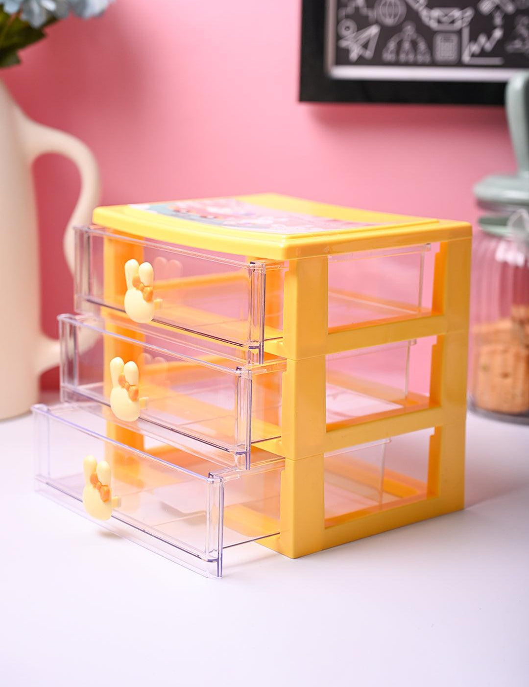 Stylish Yellow 4 Layer Table Drawer - MARKET99