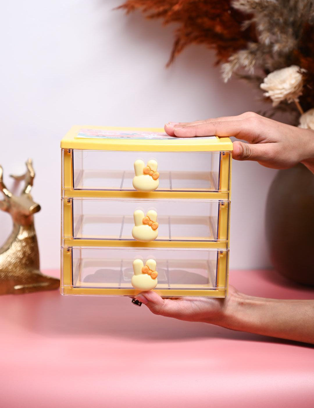 Stylish Yellow 3 Layer Table Drawer - MARKET99