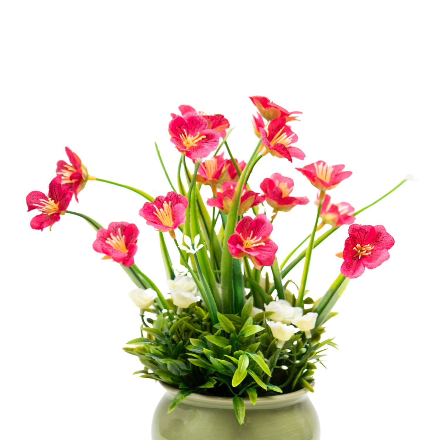 Pink Artificial Flower with With Cream Pot