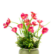 Pink Artificial Flower with With Cream Pot