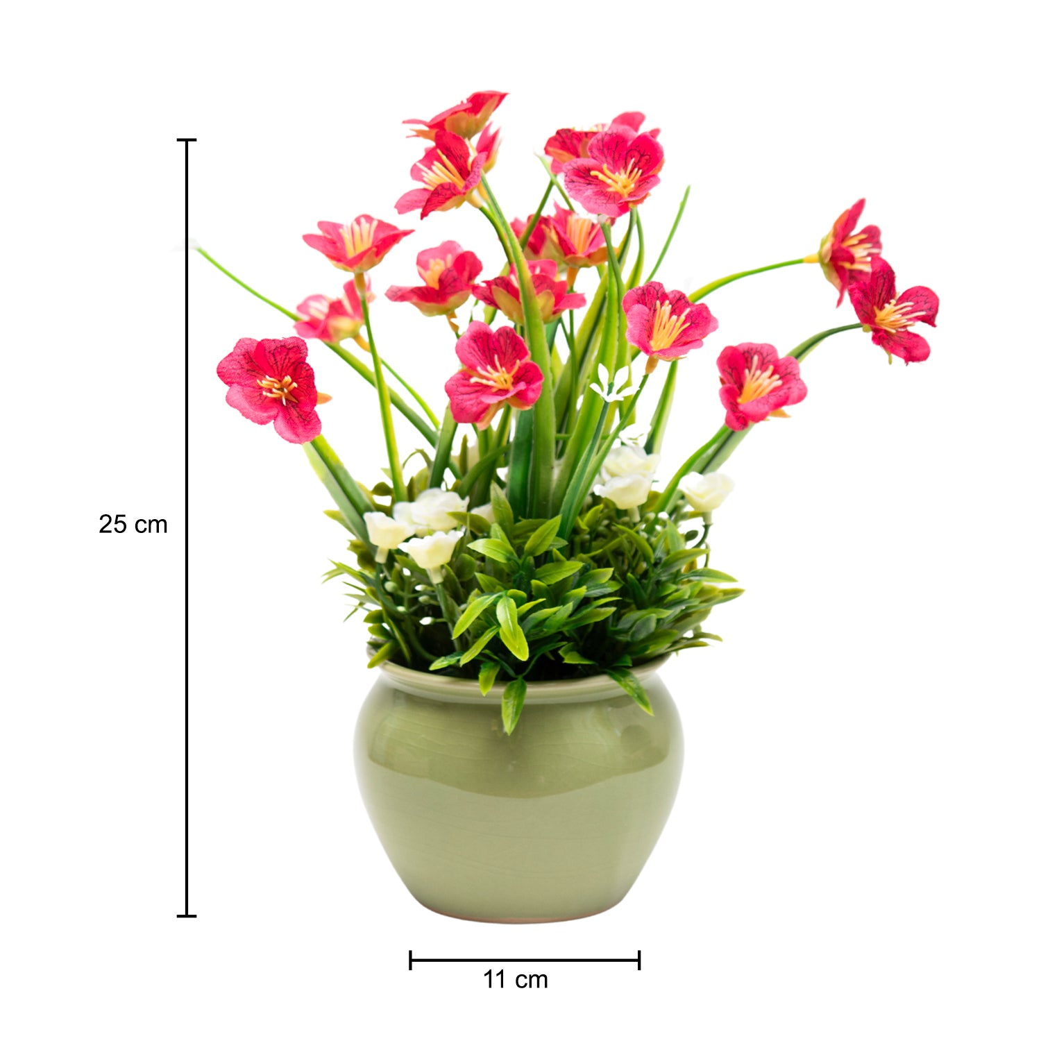 Pink Artificial Flower with With Cream Pot