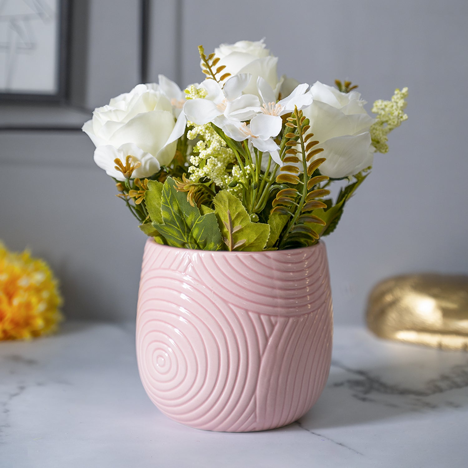 Pink Roses With Brown Pot